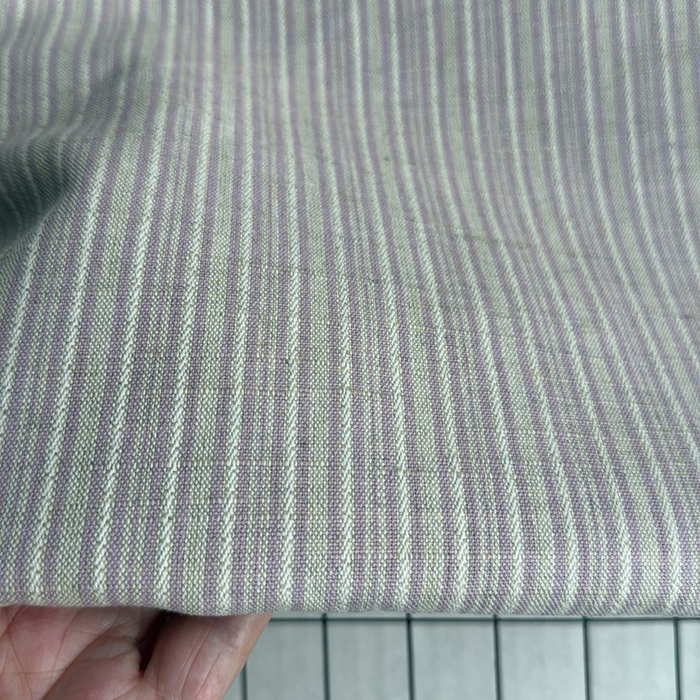 1.75 Yards Vintage Lavender & Ivory Striped Woven Fabric – 60” Wide Mid-Century